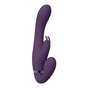 Suki Vibrating Strapless Strap-on Rabbit Purple