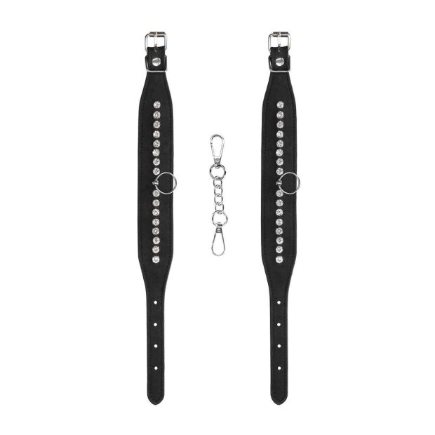 Diamond Studded Ankle  Cuffs  - Black