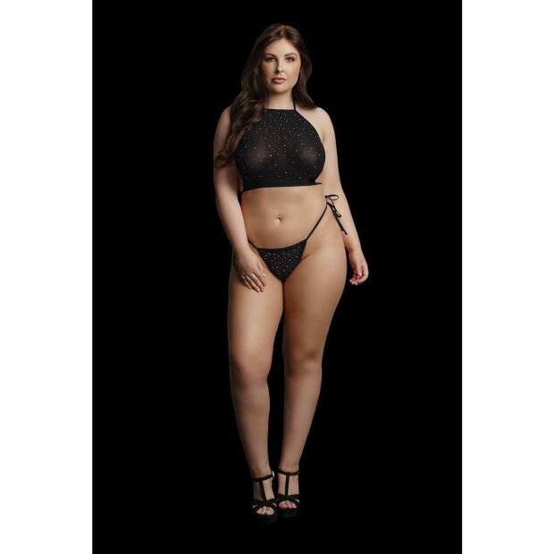 Festive Rhinestone Top And Thong Queen Size