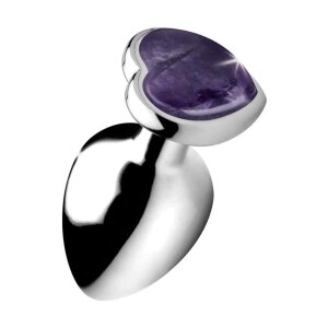 Gemstones - Amethyst Heart Large Anal Plug 4,1 cm