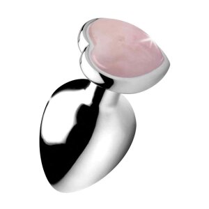 Gemstones - Rose Quartz Heart Large Anal Plug 4,1 cm