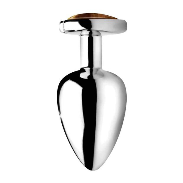 Booty Sparks Gemstones Tiger Eye Heart Large Anal Plug 4,1 cm