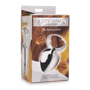 Booty Sparks Gemstones Tiger Eye Heart Large Anal Plug...