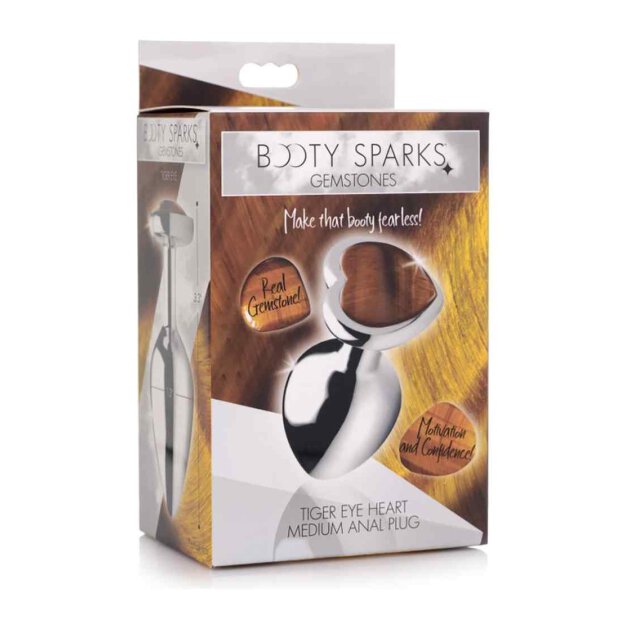 Booty Sparks Gemstones Tiger Eye Heart Medium Anal Plug 3,4 cm