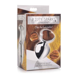 Booty Sparks Gemstones Tiger Eye Heart Medium Anal Plug...