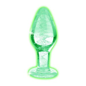 Booty Sparks Glow-In-The-Dark Glass Anal Plug - Large 3,5 cm