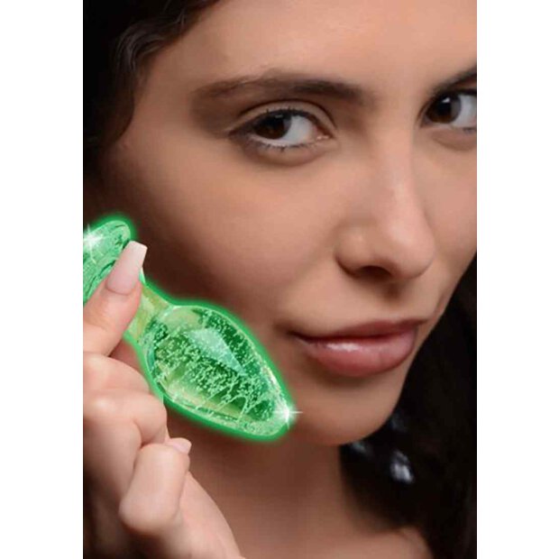 Glow-In-The-Dark Glass Anal Plug - Small