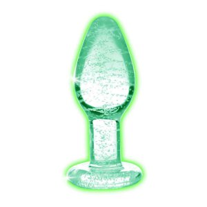 Glow-In-The-Dark Glass Anal Plug - Small