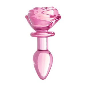 Glass Small Anal Plug - Pink Rose
