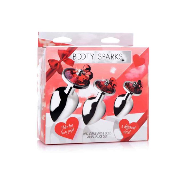 BS Red Gem with Bells Anal Plug Set