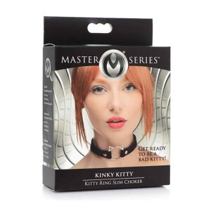 Kinky Kitty Ring Slim Choker - PU leather - Black