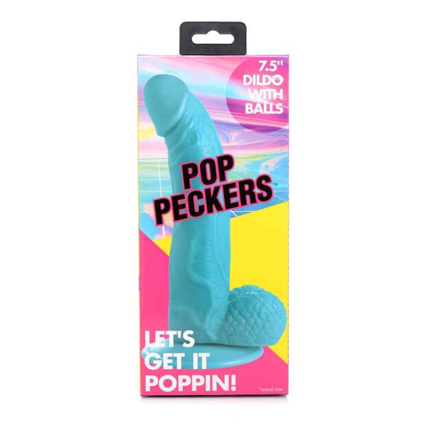 POP Dildo with Balls - Blue 19cm