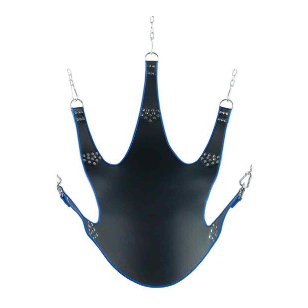 Leather sling with blue piping - 5 points - Black