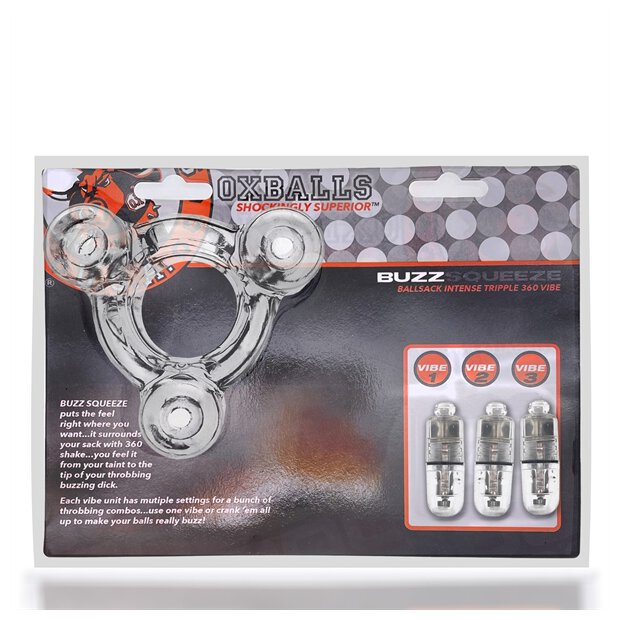 Oxballs BUZZ SQUEEZE Ballsack Intense Triple 360 Vibe-Clear