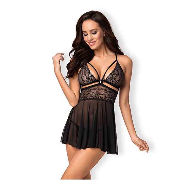 Obsessive Babydoll & Thong Black S/M - XXL
