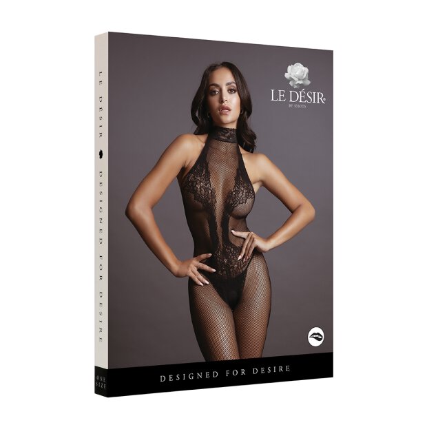 Fishnet And Lace Bodystocking Black One Size - Queen Size