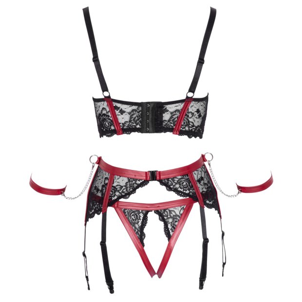 Hebe Set schwarz/rot S - XL