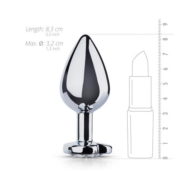 Metal Butt Plug No. 7 Silver/Clear 3,2 cm