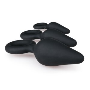 Black Buttplugs With Pull Ring Set