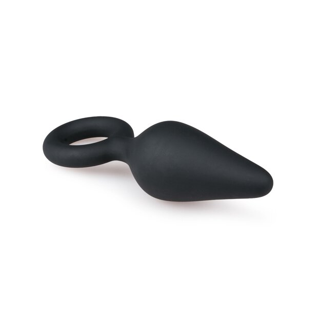 Black Buttplugs With Pull Ring Medium