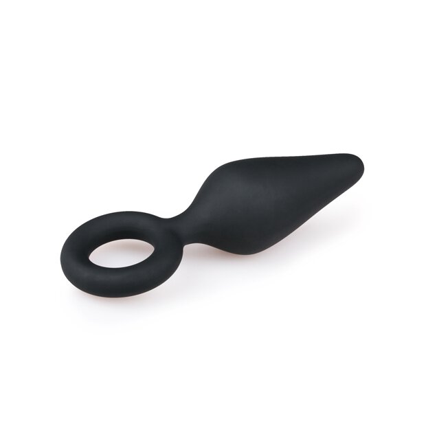 Black Buttplugs With Pull Ring Medium