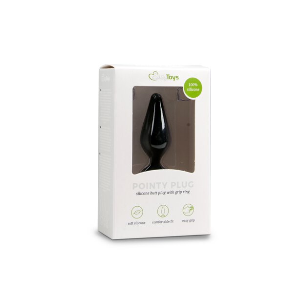 Black Buttplugs With Pull Ring Medium