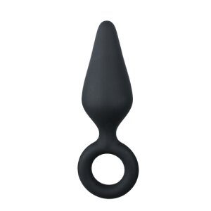 Black Buttplugs With Pull Ring Medium