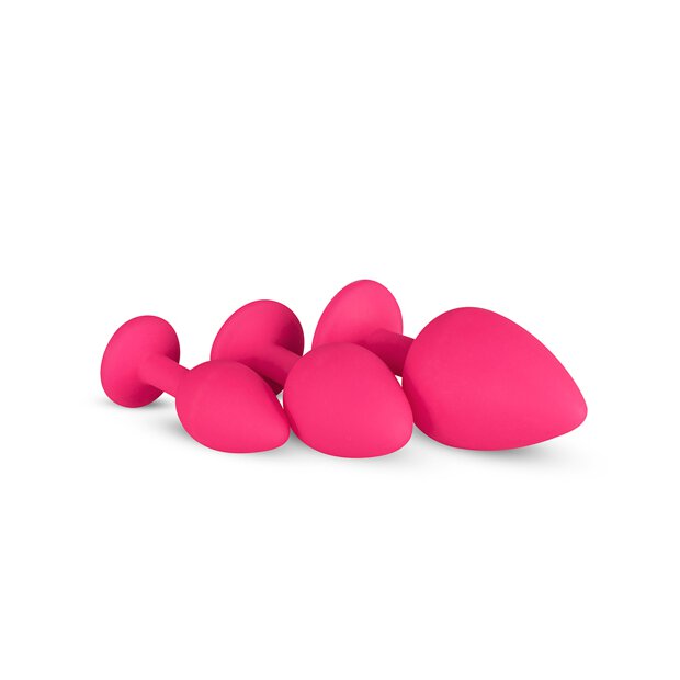 Silicone Butt Plug with Diamond Pink