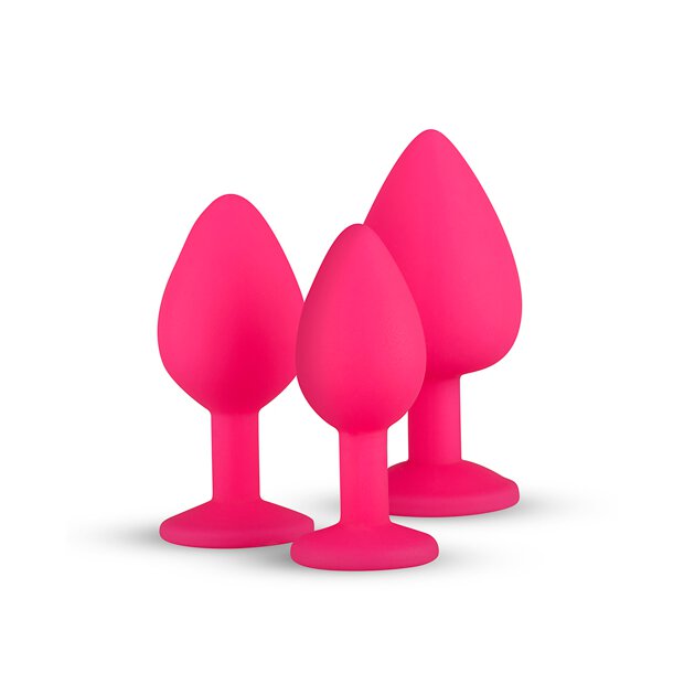 Silicone Butt Plug with Diamond Pink