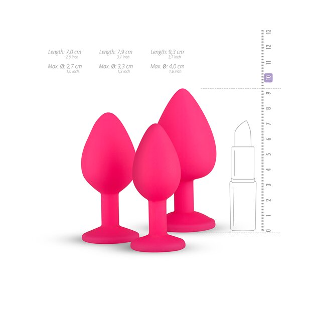 Silicone Butt Plug with Diamond Pink