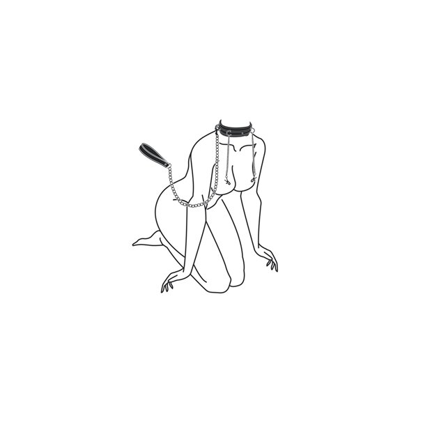 Leather Collar With Nipple Chains