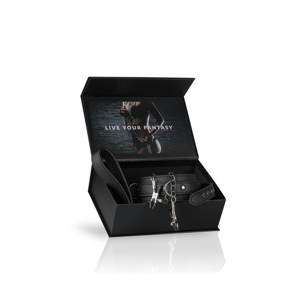 Leather Collar With Nipple Chains