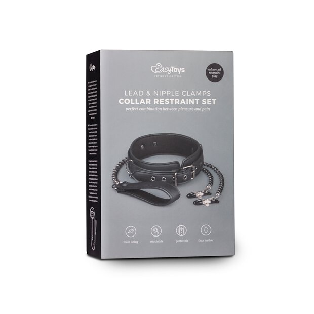 Leather Collar With Nipple Chains