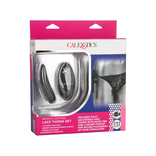 Remote Control Lace Thong Set Black