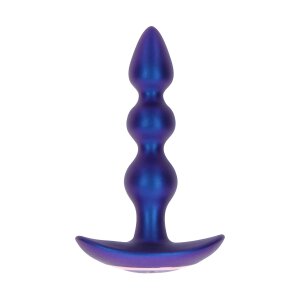 The Bold Beaded Vibrating Anal Plug Blue Metallic
