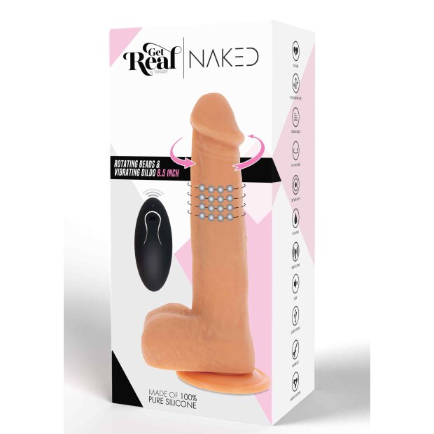 Rotating Beads Vibrating Dildo Light skin tone