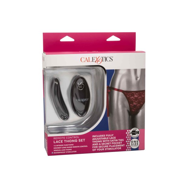 Remote Control Lace Thong Set Red