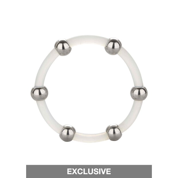 Steel Beaded Silicone Ring XL Transparent