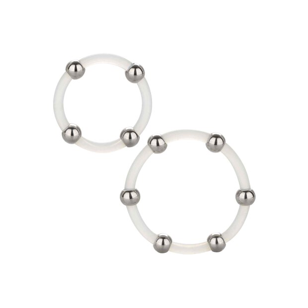 Steel Beaded Silicone Ring Set Transparent