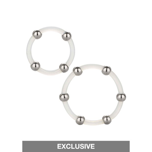 Steel Beaded Silicone Ring Set Transparent