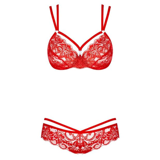 Obsessive Bra and Panty Set Red S - XL