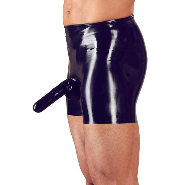 Latex-Pants mit Penishülle und Analkondom schwarz S - XL