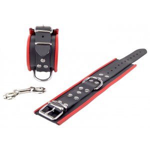 Leather Ankle Cuffs Black-Red