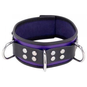 Leather Necklace 3 Rings D Purple-Black