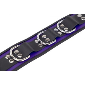 Leather Necklace 3 Rings D Purple-Black