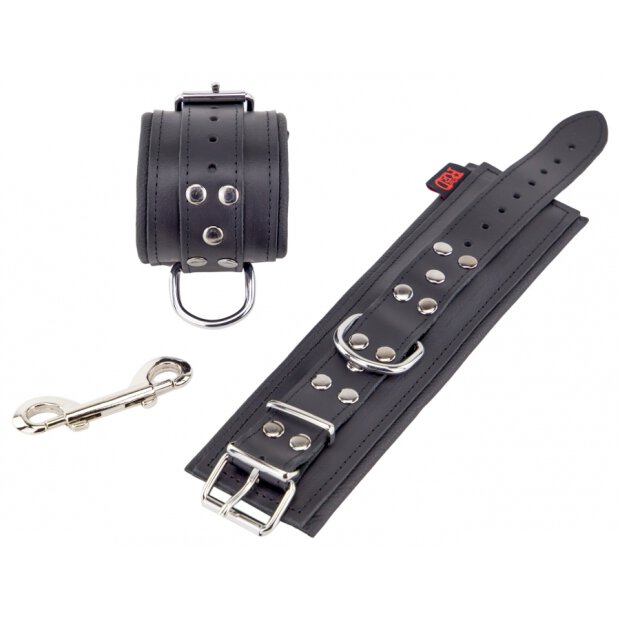 Padded Leather Wrist Cuffs Black