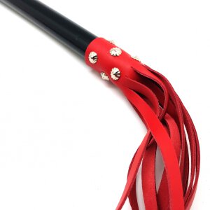 Swift Long Leather Straps And Wooden Handle 80 cm Red-Black