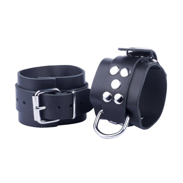Ultra Black Leather Handcuffs