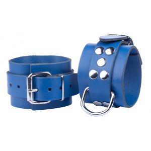Ultra Blue Leather Handcuffs