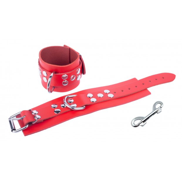 Ultra Red Leather Handcuffs